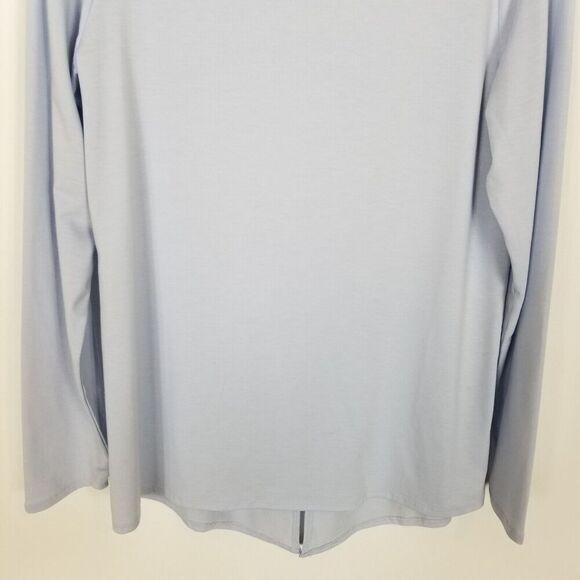 Athleta Essence Semi Fit Long Sleeve Top Sz M  Blue Slit Back Casual Athletic - Picture 3 of 6